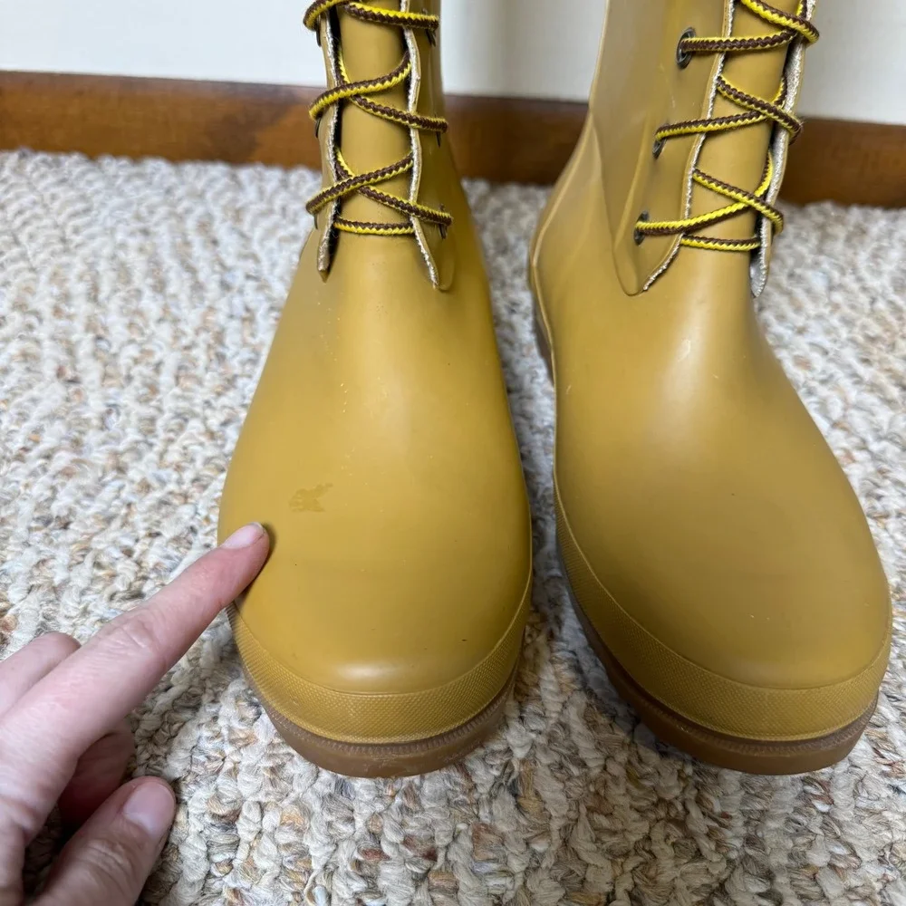 Tall Timberland Women's Wheat Yellow Rubber Lace Up Tall Rain Boots‎ Size 8